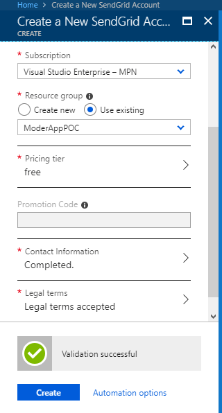 SendGrid in Microsoft Azure