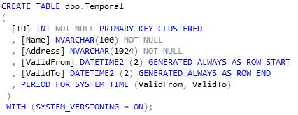 Temporal Tables In SQL Server