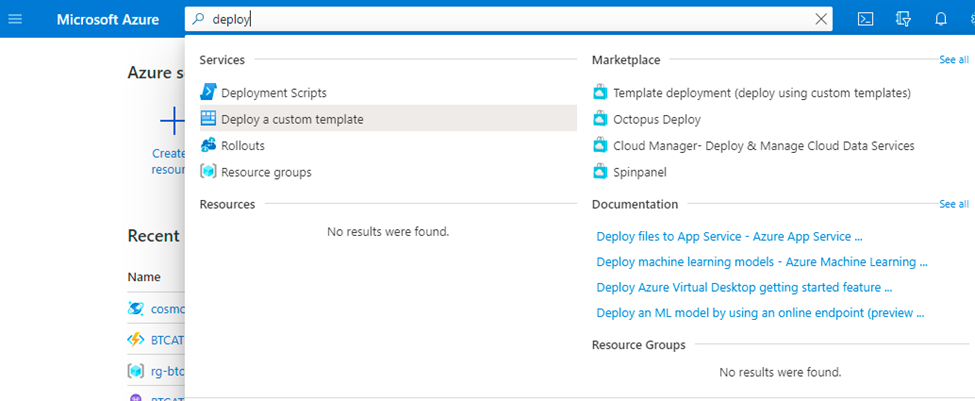 Deploy Resources with Custom ARM Templates using Azure portal