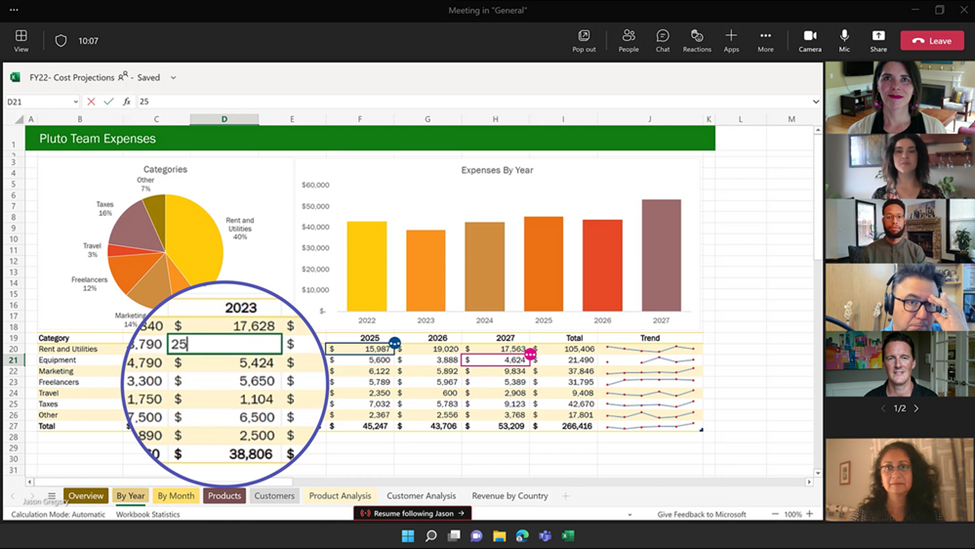 Excel live in Microsoft Teams